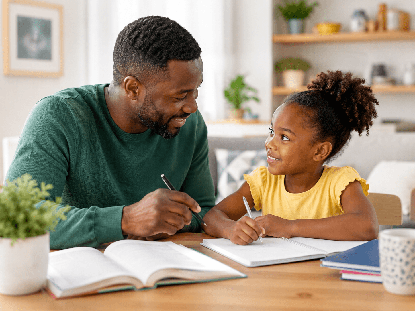 Parent and child starting a learning discussion together
